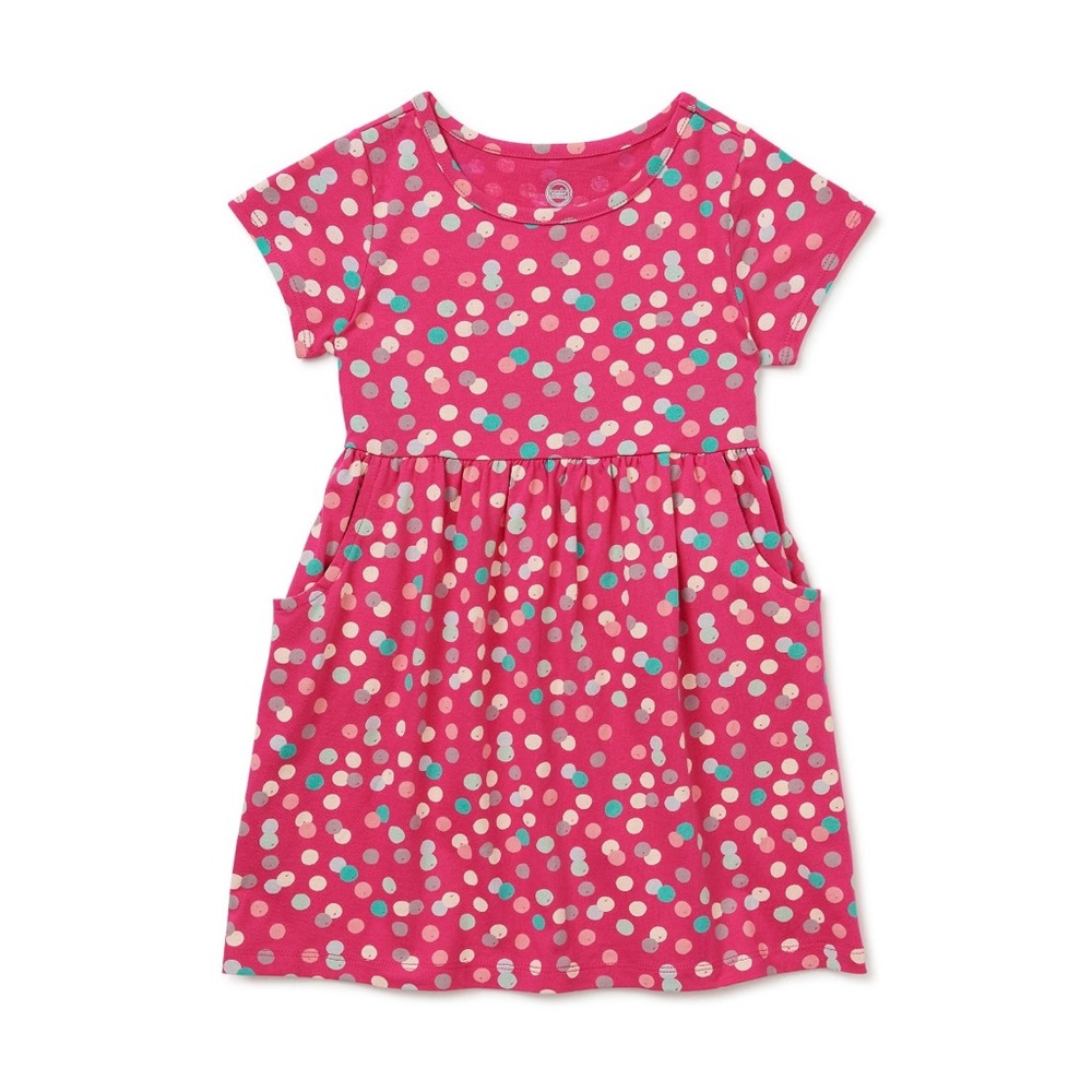 Wonder Nation 18M toddler dress with pockets NWT Hot Pink polka dot Play dress